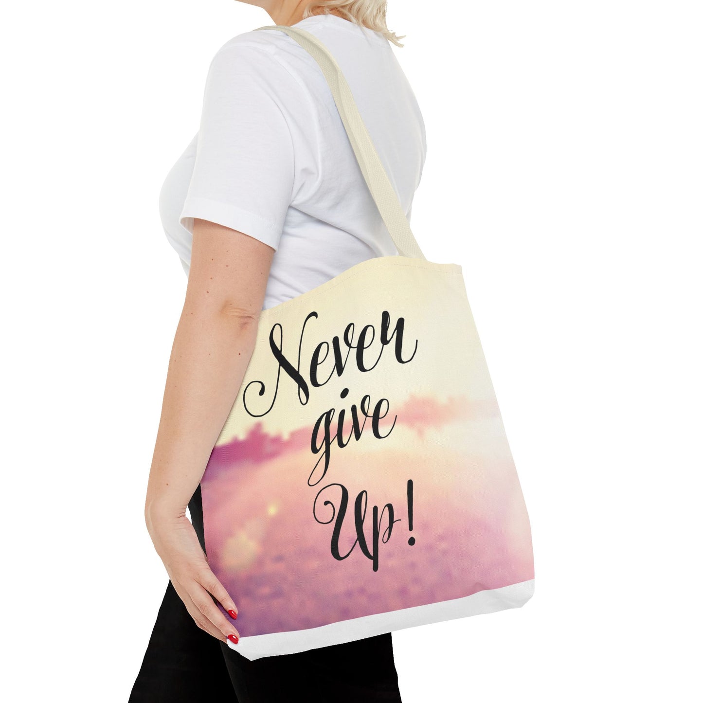 Inspirational Tote Bag - 'Never Give Up' & 'Always Believe in Yourself'